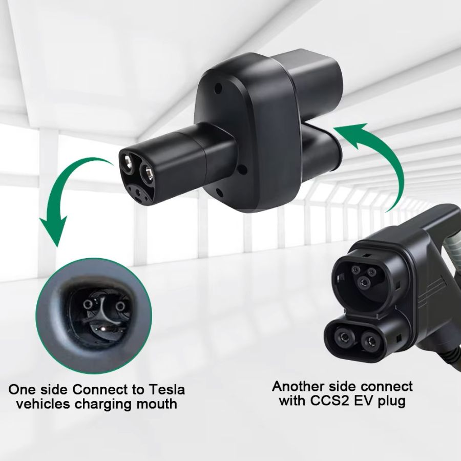 Tesla CCS2 + Type 2 - NACS ადაპტორი (კომბინირებული სწრაფი დამტენი)